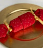 Pick and mix, reusable Christmas Crackers.  Linen-look red with cream stars.
