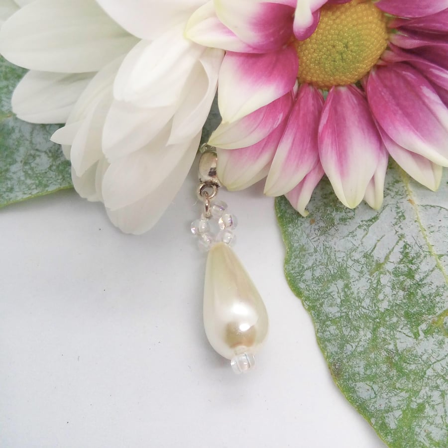 Pearl Teardrop Necklace on a Silver Plated Chain, Pearl Jewellery, Gift for Her