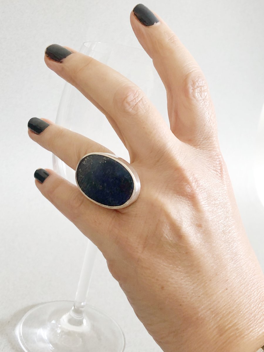 Lapis Ring - Statement Ring - Large Stone Ring - Lapis Lazuli Statement Ring