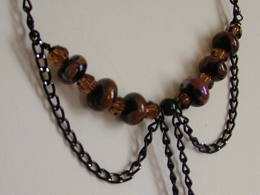 SALE- HALF PRICE -DOWNTON ABBEY NECKLACE  -  LAMPWORK NECKLACE - FREE UK POSTAGE