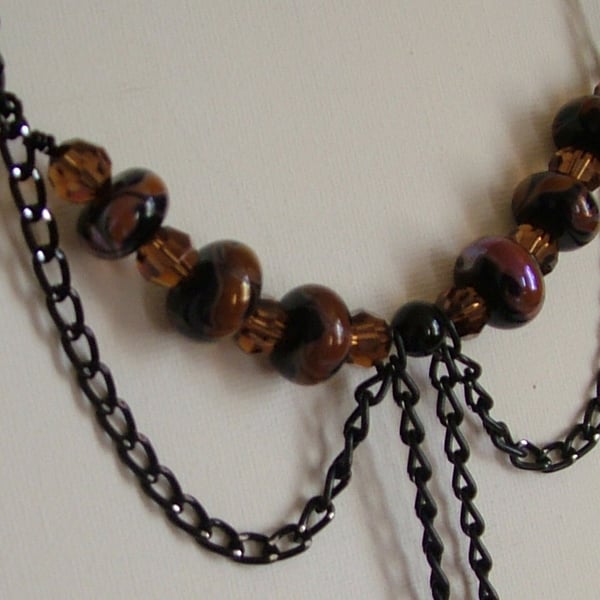 SALE- HALF PRICE -DOWNTON ABBEY NECKLACE  -  LAMPWORK NECKLACE - FREE UK POSTAGE