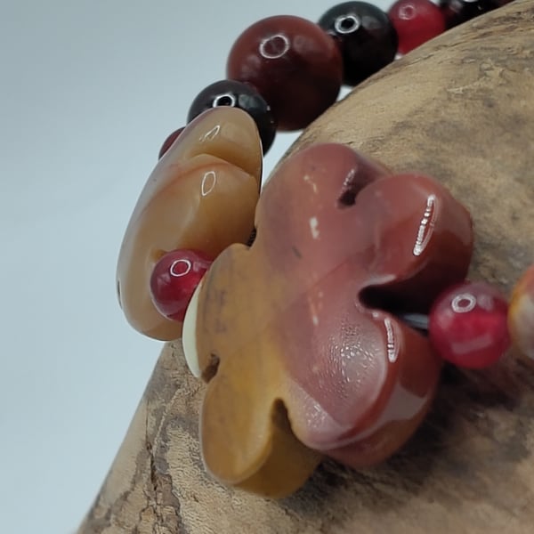 Goodlife v3. Mookaite, Garnet and Red Agate Stone Bracelet by BDS.