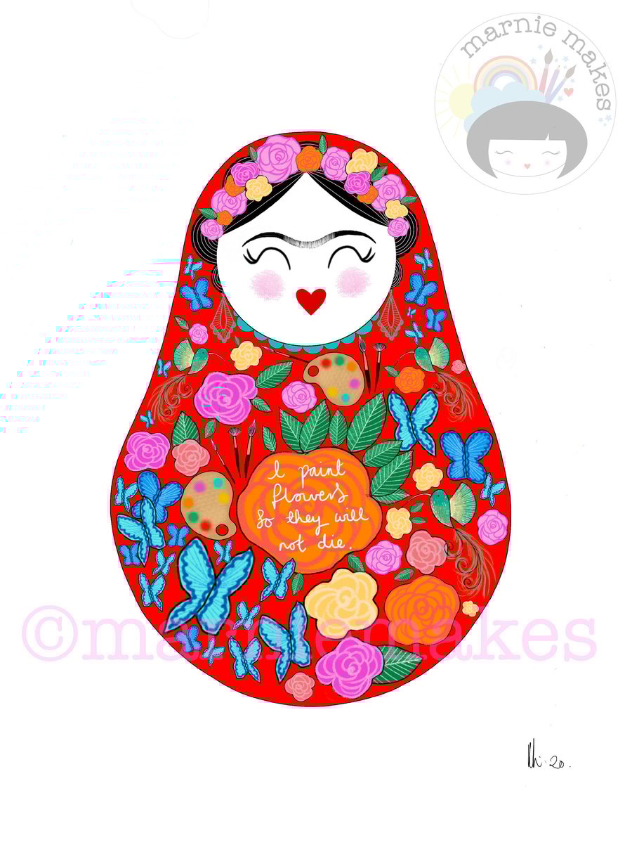 Frida's Flowers - A5 Giclee Print