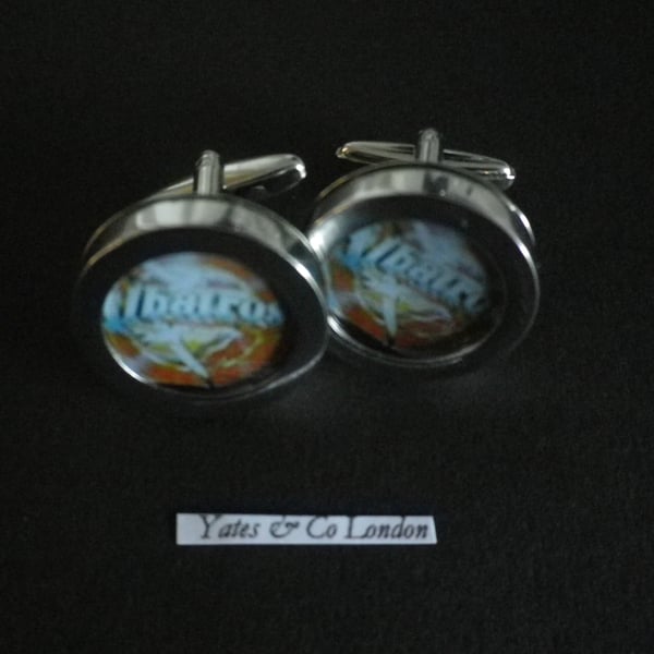 Albatross cufflinks, free shipping, gift wrapped, dramatic image, Ref 1234