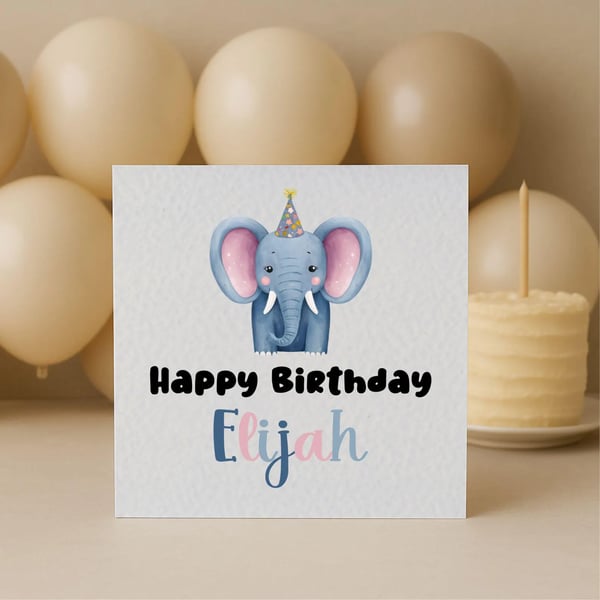   Whimsical Birthday Elephant Greeting Card