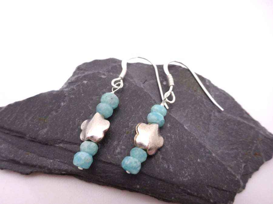 amazonite gemstone earrings, sterling silver jewellery