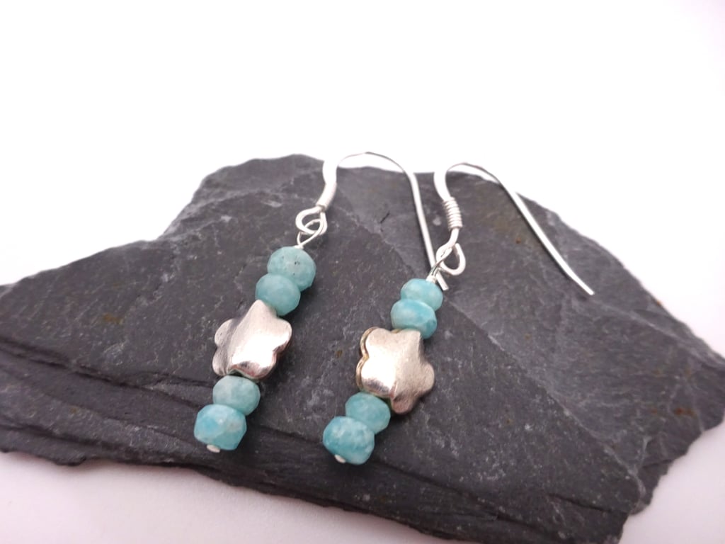 amazonite gemstone earrings, sterling silver jewellery