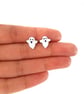 Tiny Ghost Heart Stud Earrings - Handmade - Image 1