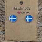Shetland Flag Stud Earrings – 10mm Stainless Steel Scottish Island Earrings
