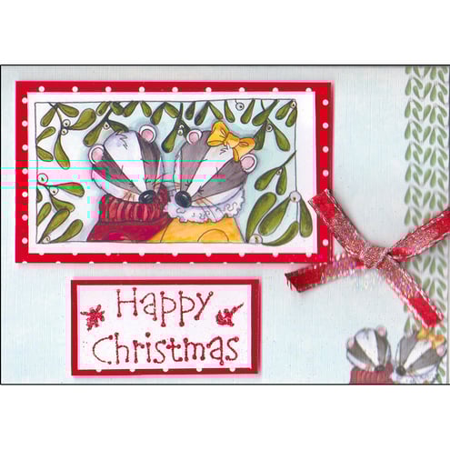 Mr and Mrs Badger under the Mistletoe (X502)