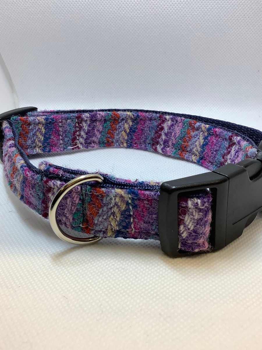 Pastel colour harris tweed dog collar