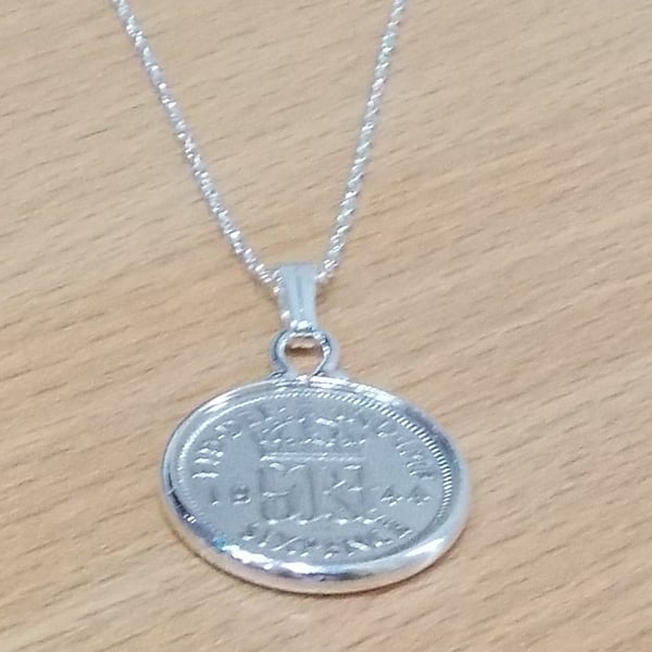 1939 81st Birthday Anniversary sixpence coin pendant plus 24inch SS chain gift 8