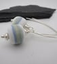 white and blue wrapped lampwork glass earrings - Image 2