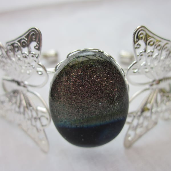 Handmade fused glass butterfly bangle - Trancendance