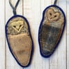 Up-cycled Embroidered Owl decorations. 