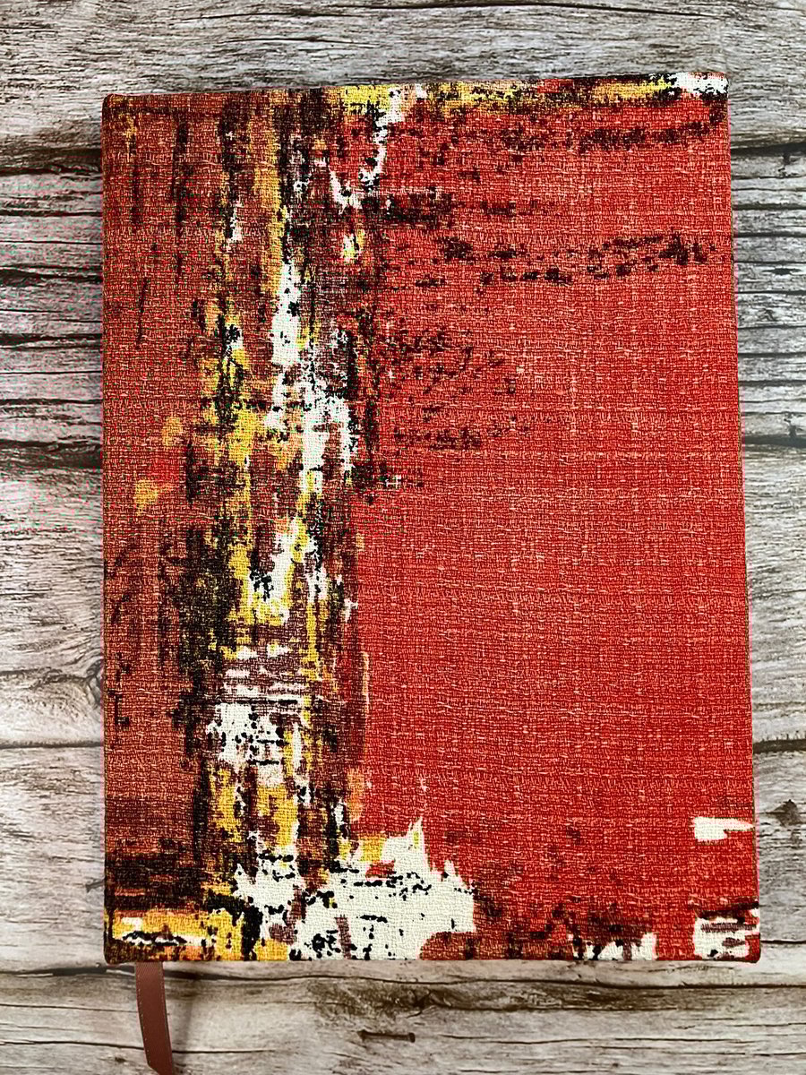 Handmade A5 'Cinnamon Spice' Journal with 1950's Vintage Barkcloth Fabric