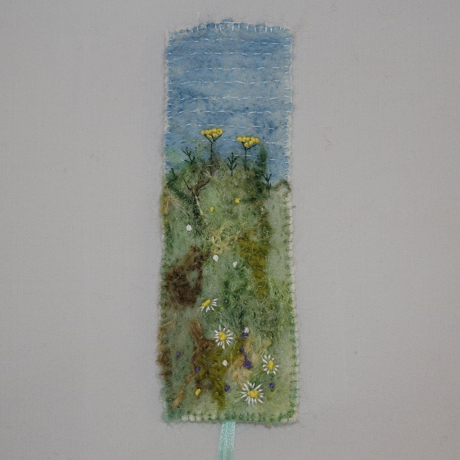 Meadow - Embroidered and felted bookmark