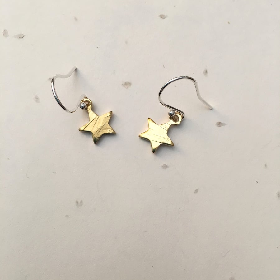 Mini Brass Star Earrings, geometric jewellery, everyday jewellery, star jeweller
