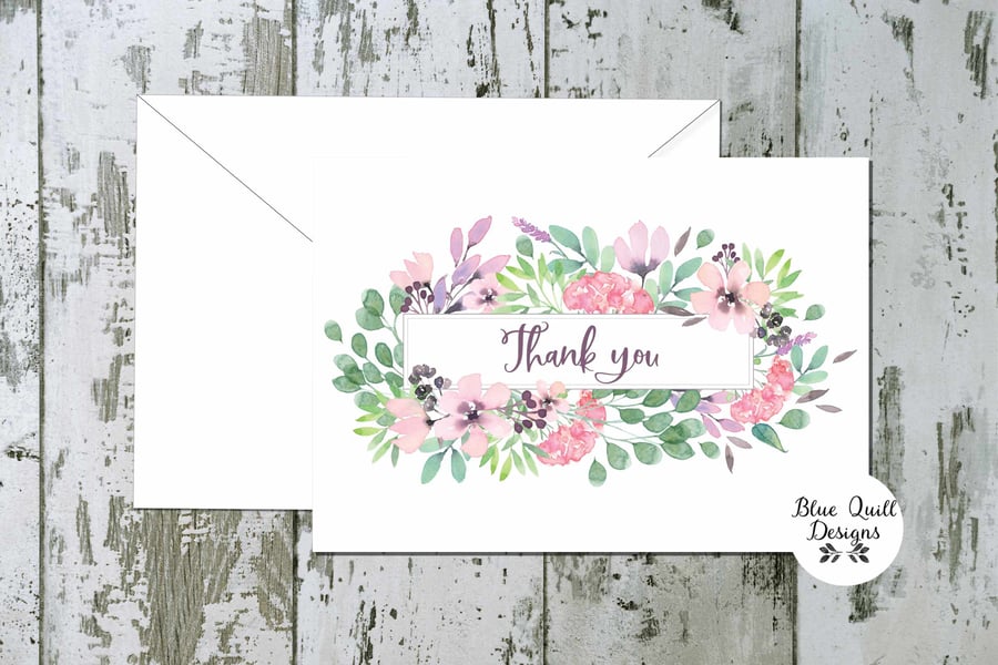 Thank You Cards - Spellbound Floral Centre - pack of 10 - personalised