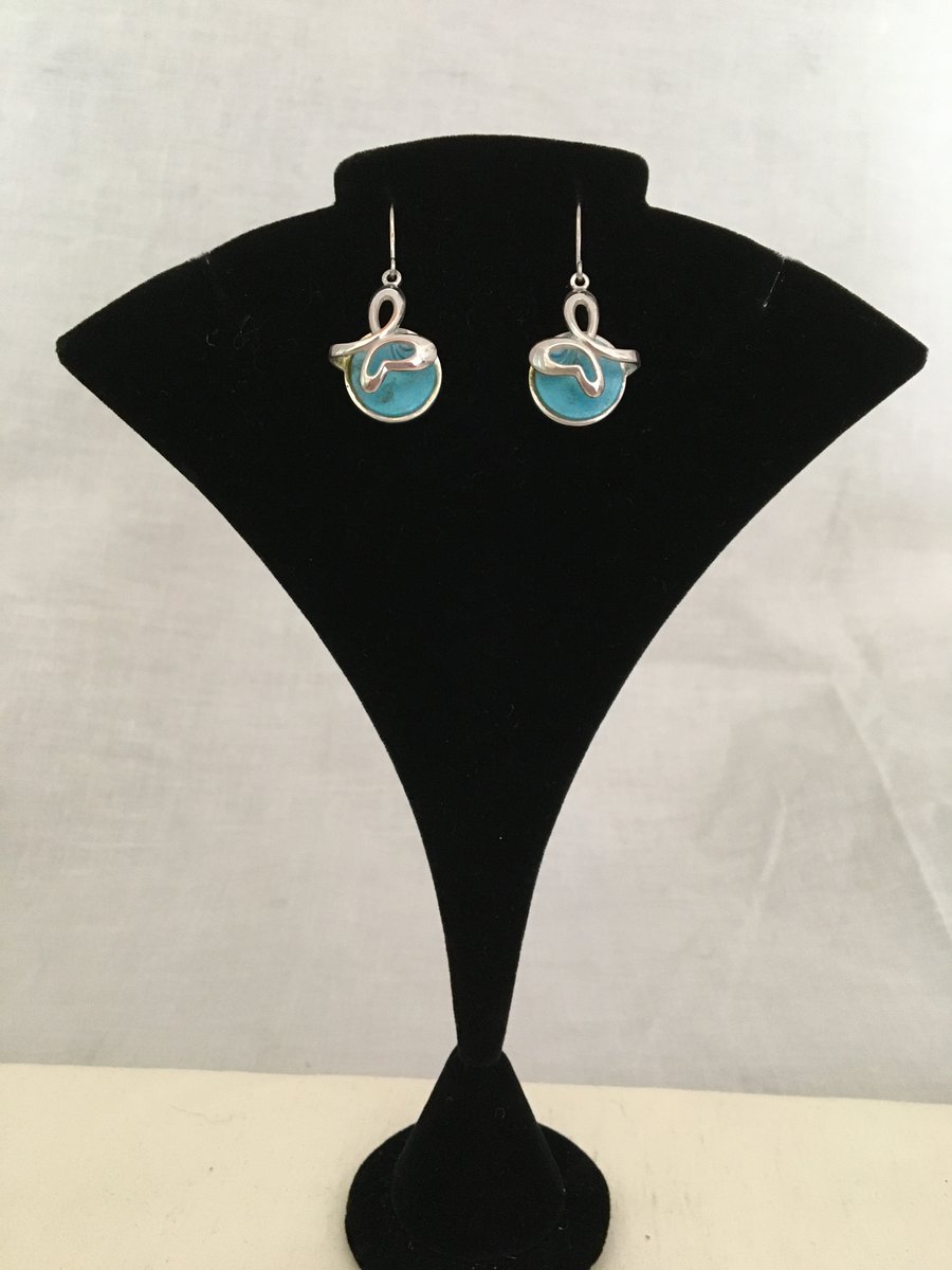 Azure Abstract Butterfly Drop Earrings