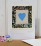 Pretty hand-stitched heart card made with William Morris fabric - Image 1