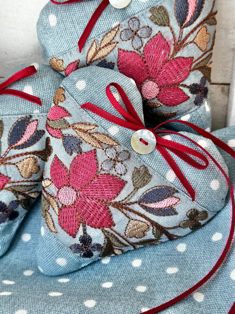 LOVE YOU MUM FABRIC HEART - polka dots and lavender