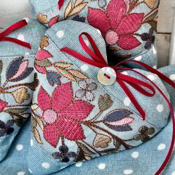 LOVE YOU MUM FABRIC HEART - polka dots and lavender