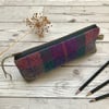 Harris Tweed and Scottish Linen Pencil Case, Brush Case, Cosmetic Bag