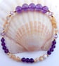 Amethyst & Mother Of Pearl Bracelet With Swarovski Crystals - Handmade In Devon. - Image 2