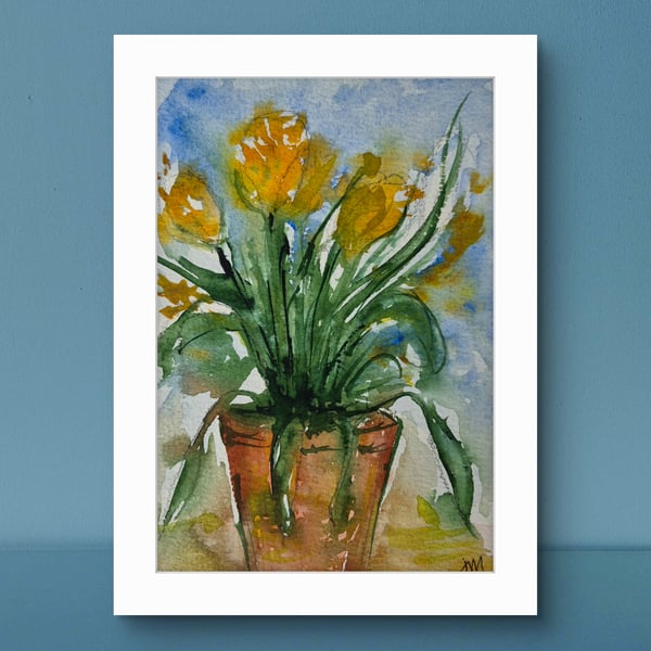 'Spring flowers'  is an original watercolour.