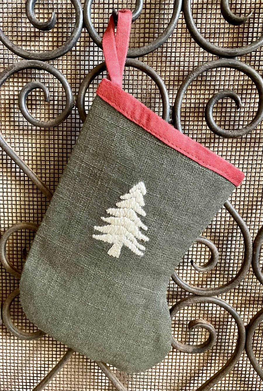 Hand Embroidered Christmas Stocking