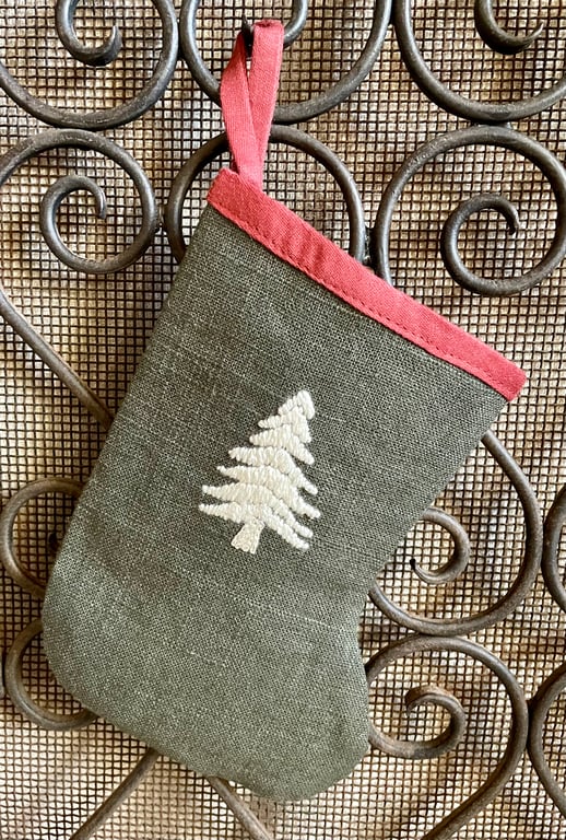 Hand Embroidered Christmas Stocking