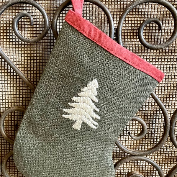 Hand Embroidered Christmas Stocking