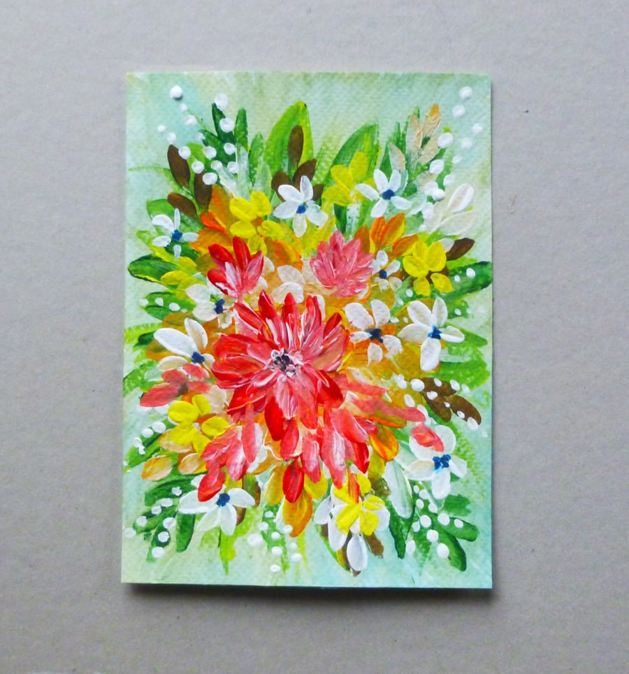 original art hand painted floral painting ( ref FA 301 G1 )