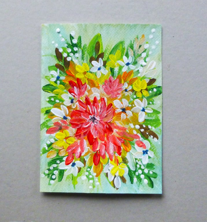 original art hand painted floral painting ( ref FA 301 G1 )