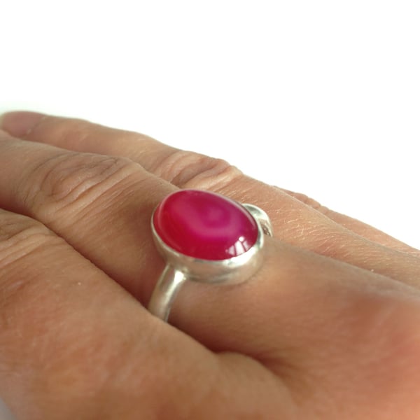 Hot Pink Agate Ring