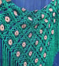 Crochet triangular shawl in sparkly gold, dark green and emerald - design LF433 - Image 9