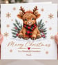 Personalised  Highland Cow Christmas Card – Custom Name & Relation