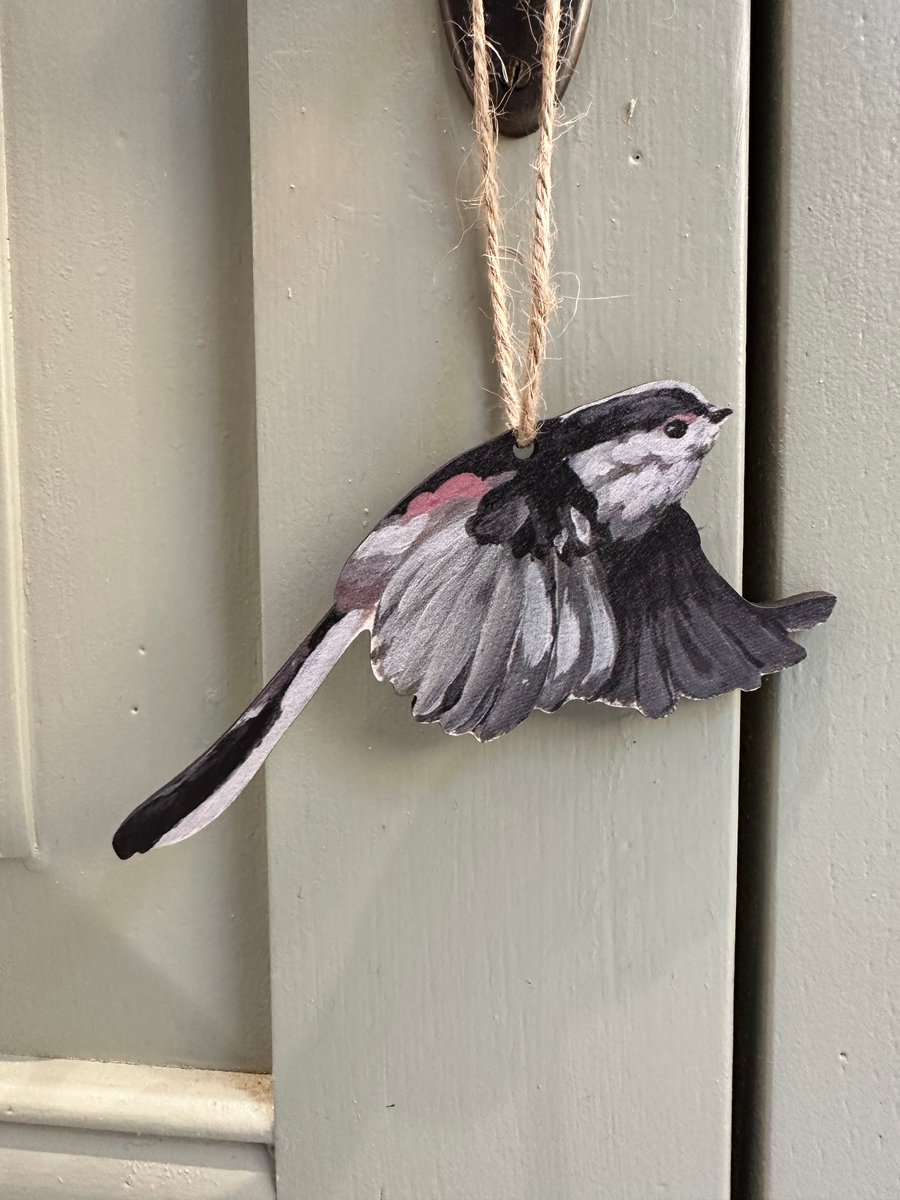 Sustainable Long Tailed Tit Bird Decoration