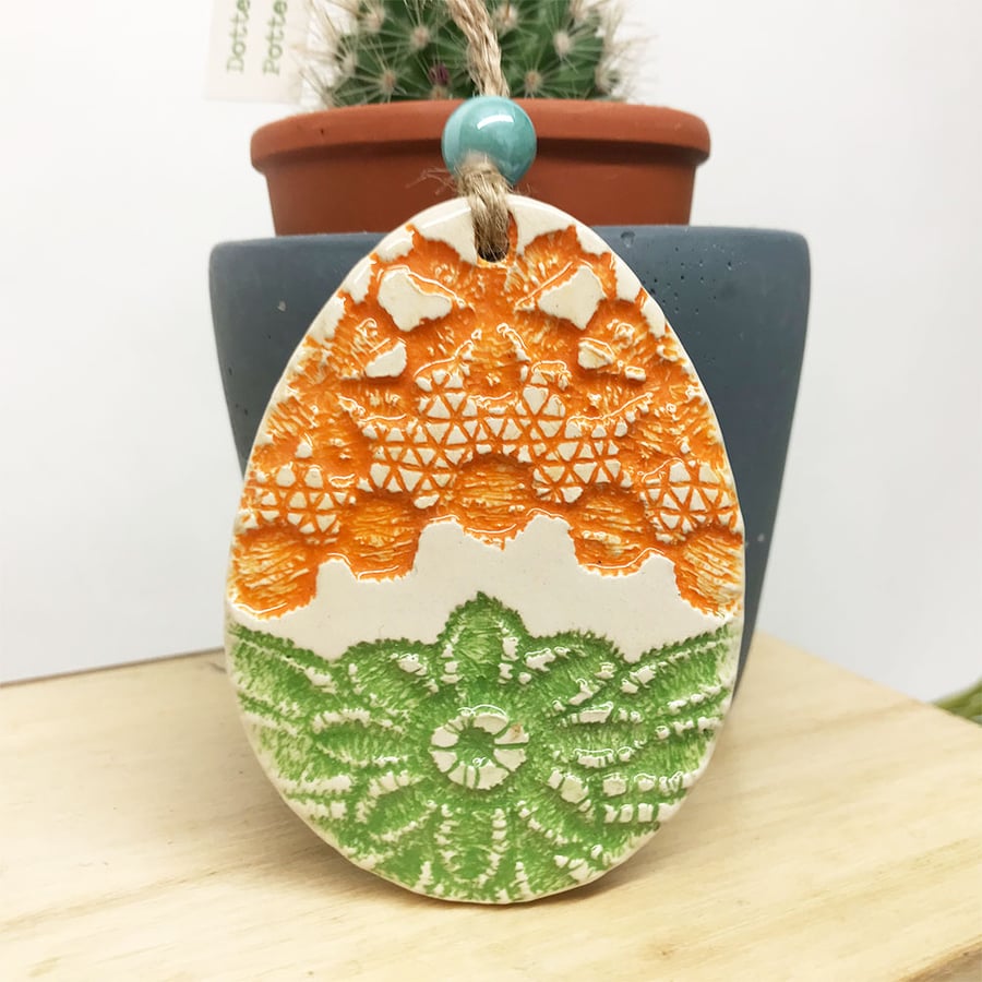 Pottery Easter Egg decoration Ceramic Easter Egg folk art bright pattern 