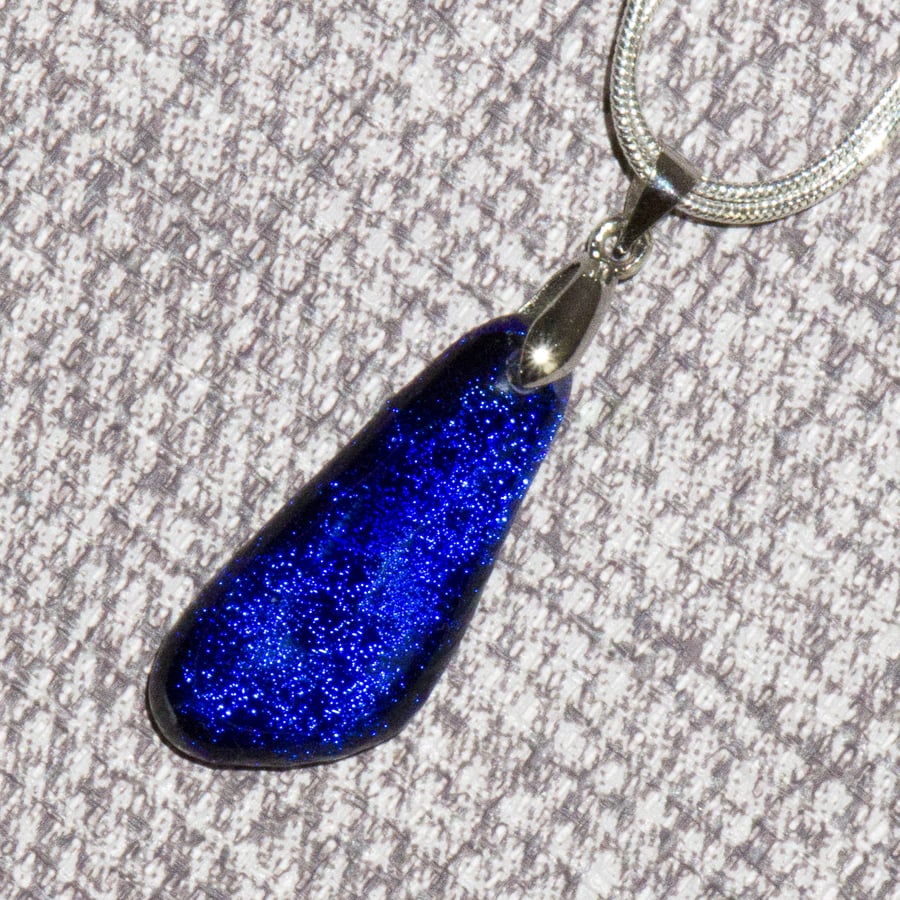 Small Blue Dichroic Glass Pendant - 1265