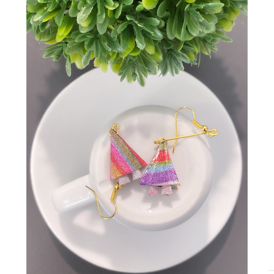 Tree Earrings, Origami Tree Earrings, Paper Tree Earrings, Tree Earrings