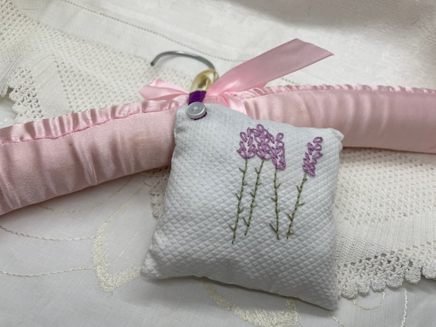 Hand embroidered lavender bag