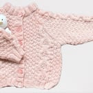 Hand Knitted Pink Cardigan - Chest 56cms (22") - Age 2 - 3 years