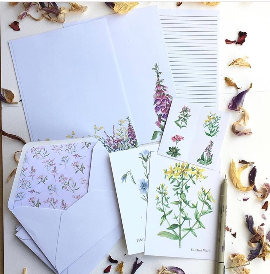 Floral letter writing set