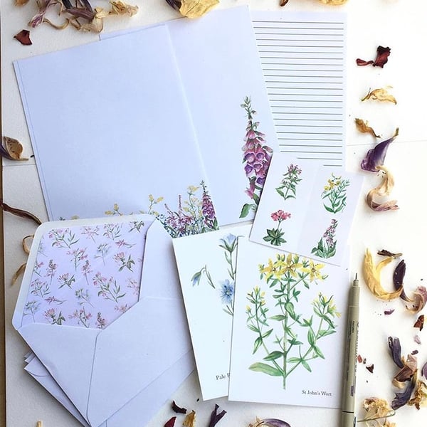 Floral letter writing set