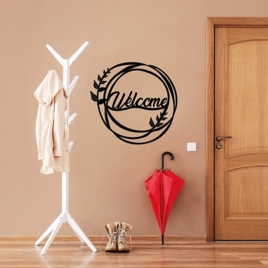 Welcome sign entrance way wall sticker Oliver Branch Home Decor