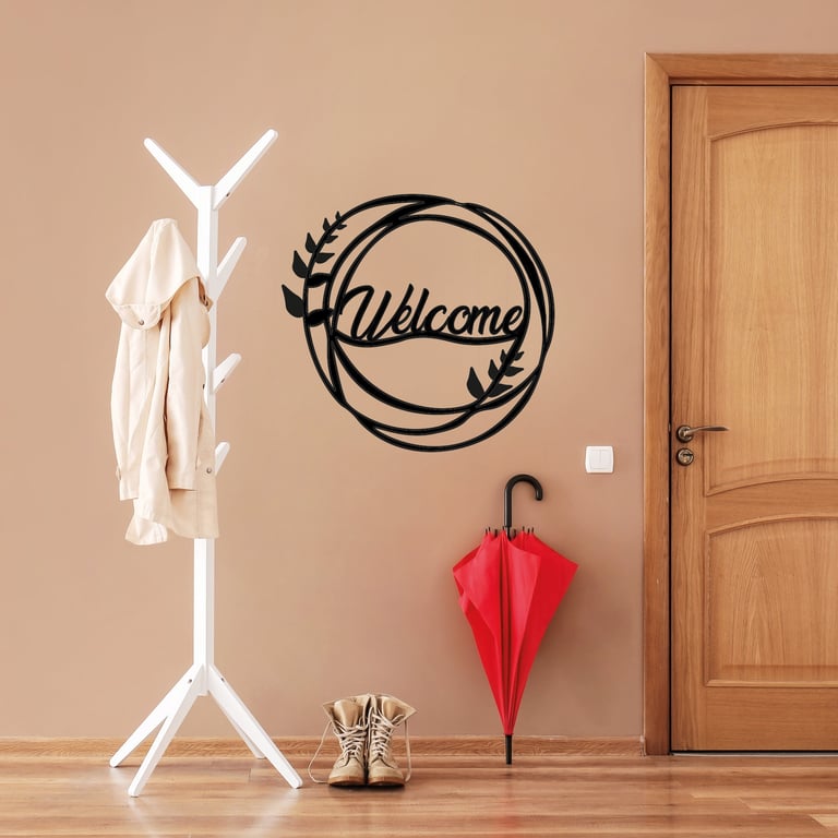 Welcome sign entrance way wall sticker Oliver Branch Home Decor