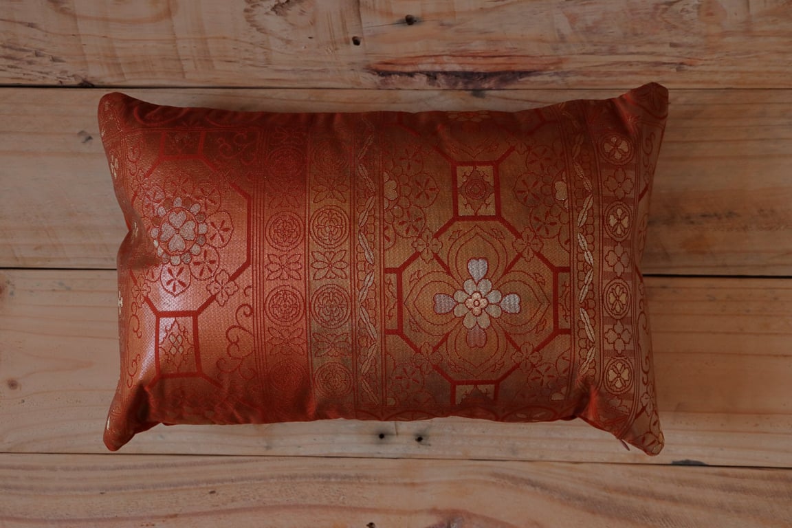 Silk Brocade Cushion Japanese Kimono Obi Tiled Cherry Blossom