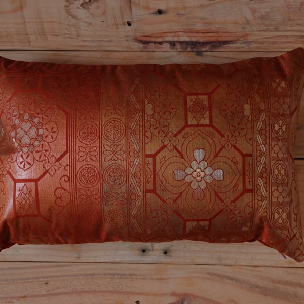 Silk Brocade Cushion Japanese Kimono Obi Tiled Cherry Blossom